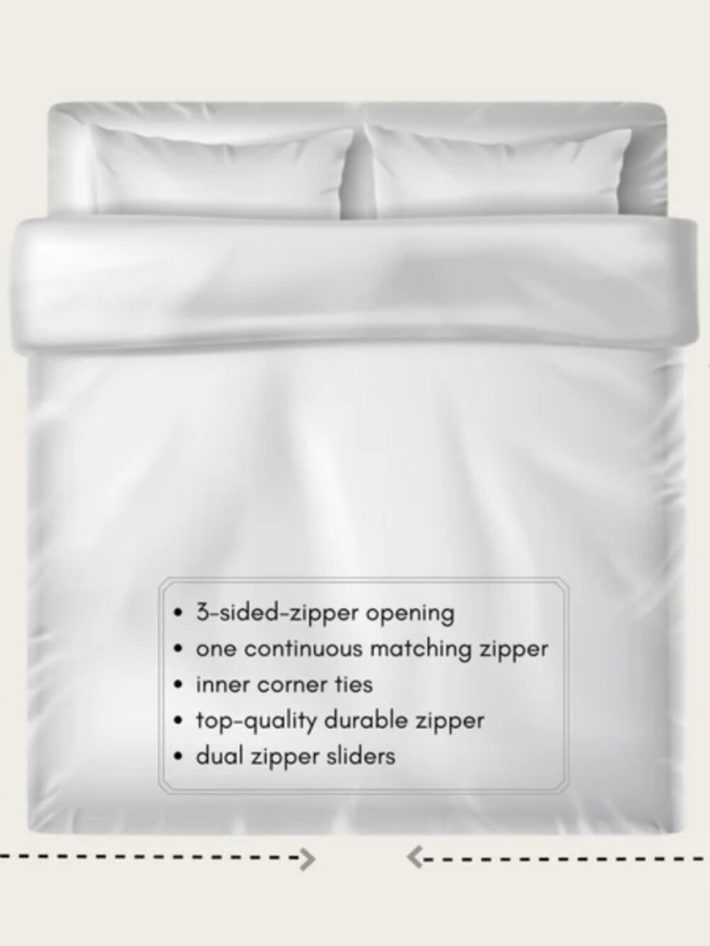 BEDDLEY white queen cotton duvet cover 3 sided zipper